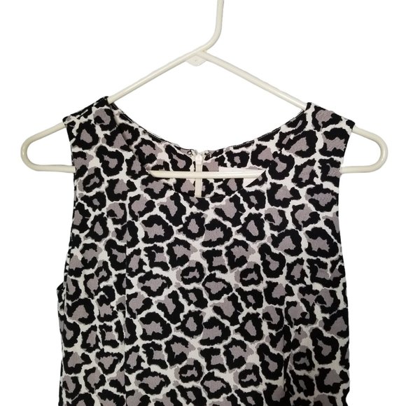 Diane Von Furstenberg DVF Black Gray Sleeveless Cheetah Animal Print Dress Sz 6 - Picture 3 of 7